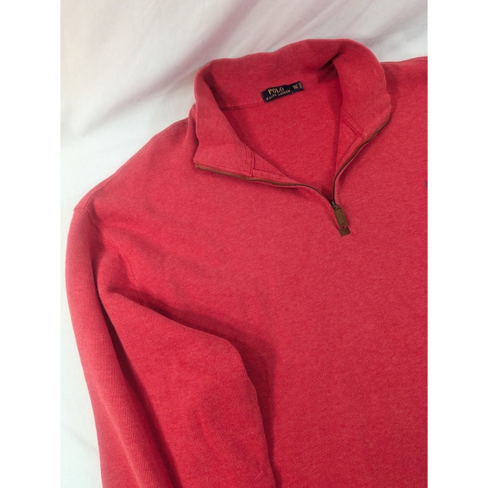 Polo Ralph Lauren Quarter Zip Sweater Cotton 3XLT Red Big Tall Cotton Pony